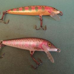 2 LEURRES RAPALA 7CM COLORIS TRUITE 1 PLONGEANT 1 FLOTTANT ETAT NEUFS JAMAIS UTILISES
