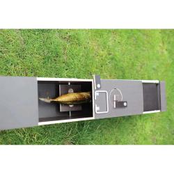 Pi&egrave;ge boite &agrave; fauve bois 2 entr&eacute;es ouverture 135x19x24