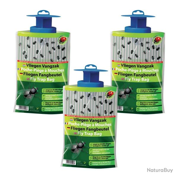 Poche-pi�ge � mouches �cologique par lot de 3