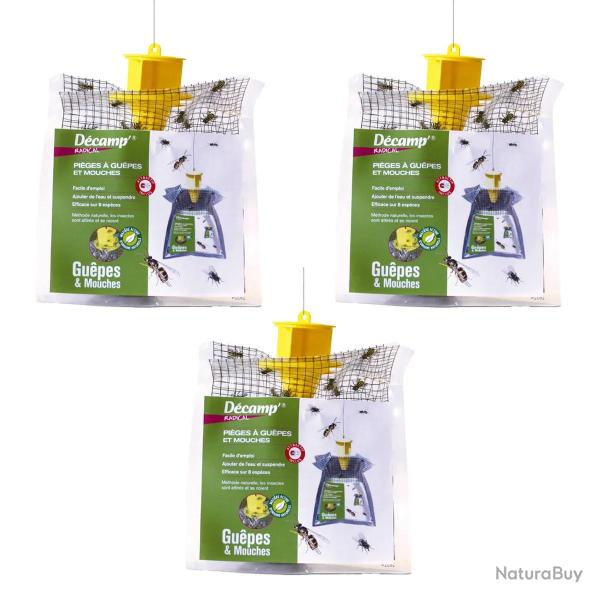 Poche-pi�ge � mouches �cologique par lot de 3
