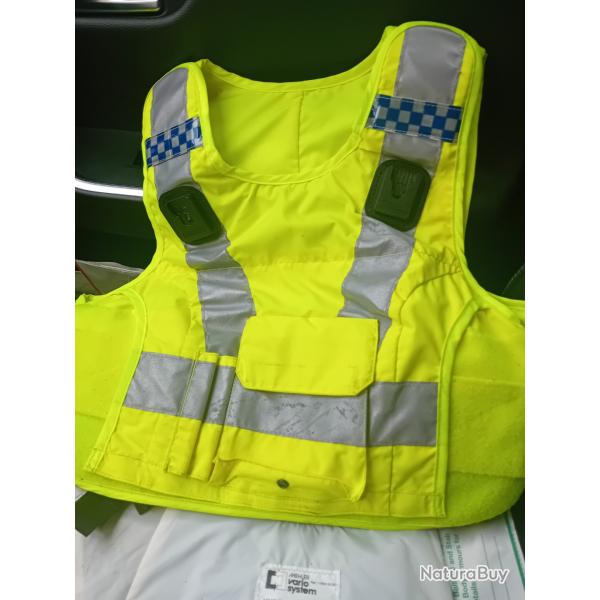 ENCHERE GILET PARE BALLES FLUORESCENT JAUNE EN KEVLAR TAILLE REJLABLE DU S AU M