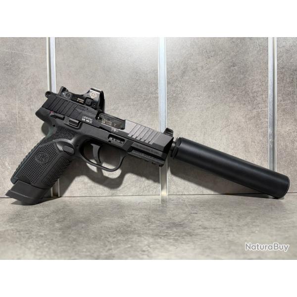 Pistolet FN Herstal Mod 502 Black Calibre 22 Lr + Point rouge SIGHTMARK + Silencieux A-TEC