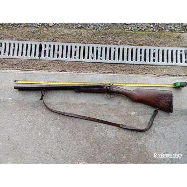 Fusil de chasse ancien a chien percussion centrale cat D coachgun canon 51cm.