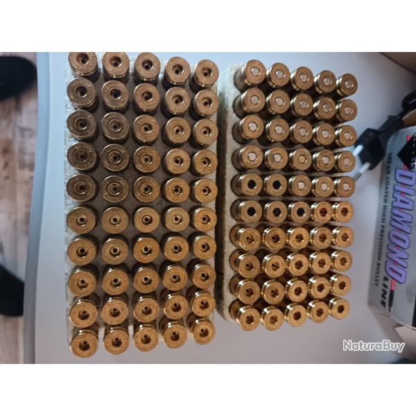 Lot de 100 douilles (77 d�samorc�es et 23 amorc�es) Lapua 6mm Norma BR