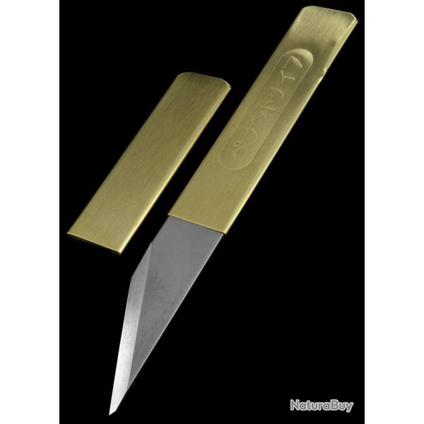 Couteau Japonais Yoshiharu Penanto Kiridashi Lame Miroir Acier Inoxydable Manche Laiton �tui Laiton