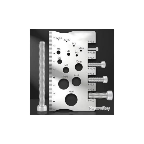 PLAQUE JAUGE VISSERIE BOULONNERIE POUR MESURER ET VERIFIER LES PAS DE VIS
