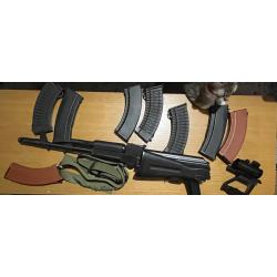 E&L AK74MN Essential AEG Uprage, + Lot de 8 chargeurs ak + viseur point rouge + rail pour viseur