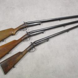 Lot de 3 Fusils HUSQVARNA mod&egrave;le 1877, Cal 12 &agrave; chiens, &agrave; 1 euro sans prix de r&eacute;serve!!!