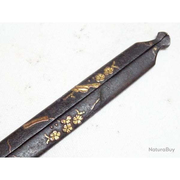 J 243) lot rarissime grand et beau wari kogai = pour katana agr�ment� d'or = 21,7 cents - a voir