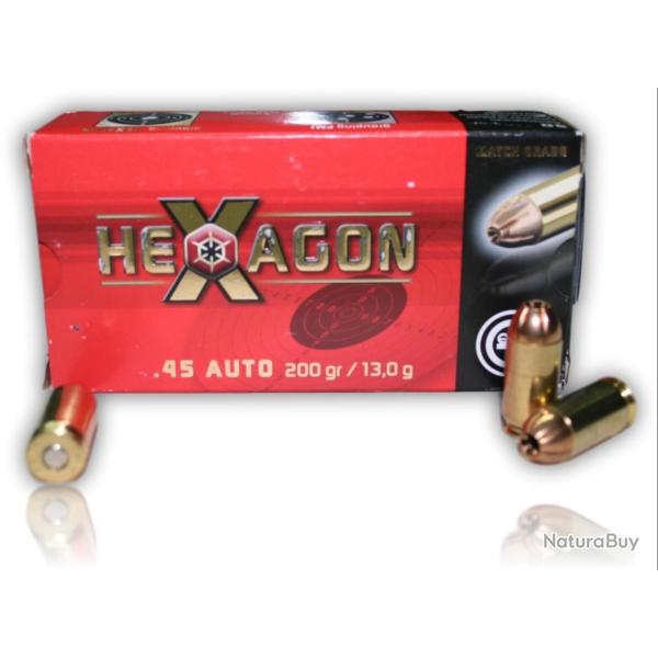 Cartouche Cal. 45 AUTO HEXAGON 200GR GECO x50