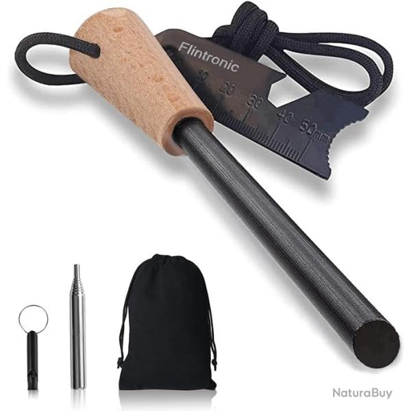 Pierre � feu 7-en-1 multifonctions avec Manche en Bois fabriqu� � la Main - Camping, randonn�e, etc.