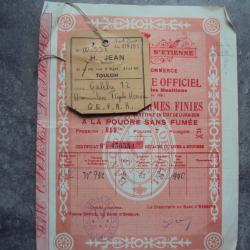 Certificat &eacute;preuve et garantie MANUFRANCE St-ETIENNE  FUSIL Gefar 1951