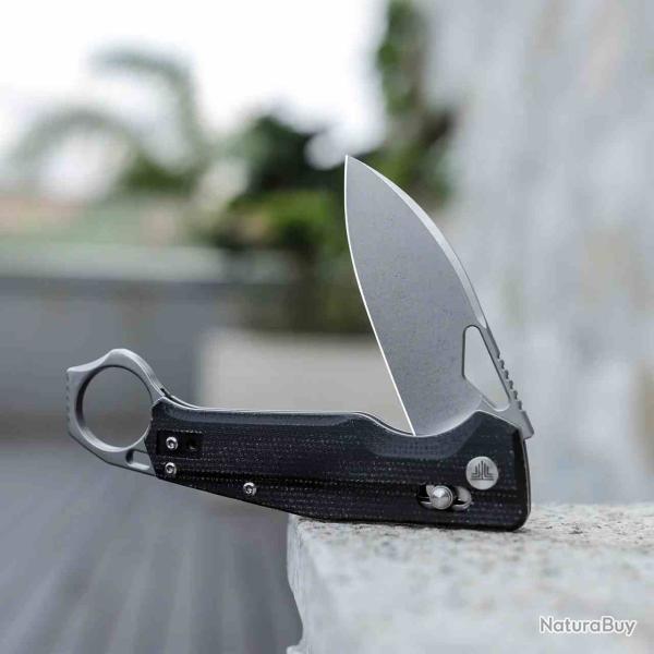 Couteau Trivisa Sagitta Karambit Lame Acier Sandvik 14C28N Manche Black Micarta Button TVYH02BM14