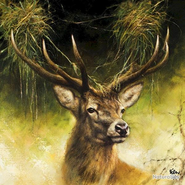 20 serviettes en papier de chasse cerf