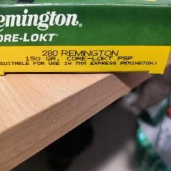 20 Cartouches REMINGTON CORE-LOKT 280 REMINGTON 150 GR