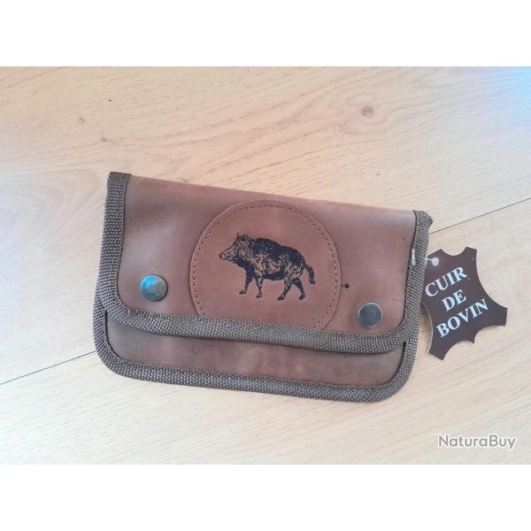 //// Belle Pochette cartouchi�re en cuir  10  BALLES   //////