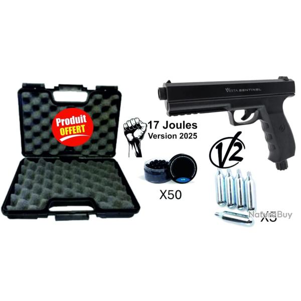 Pack complet Pistolet D�fense VESTA Gen2 SENTINEL - cal 50 CO2 - 17 Joules