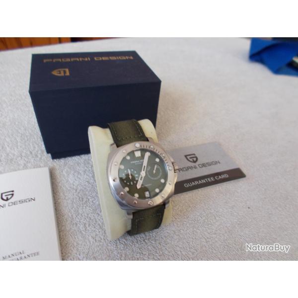 MONTRE DE PLONGEE AUTOMATIQUE PAGANI DESIGN/ ETANCHE 200 METRES /MODELE ARMY MADE IN GERMANY