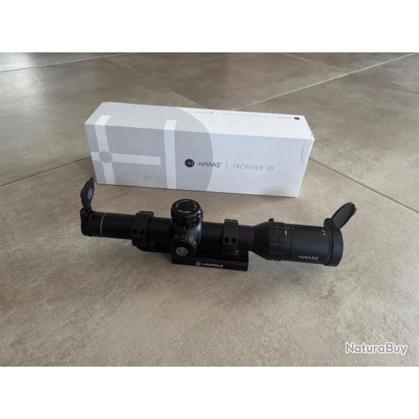 Lunette hawke frontier 30 1-6x24 tactical dot + montage leupold