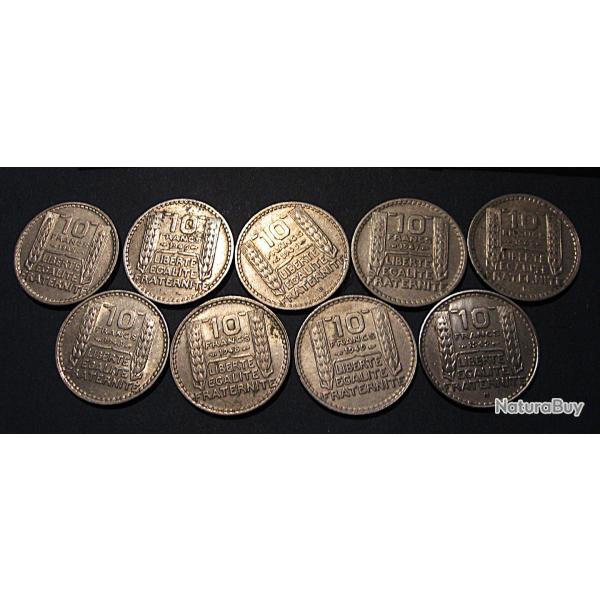 s�rie de 9 pieces de 10 francs Turin 1945 /1949  TTB