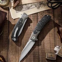 Couteau Trivisa Uma Lame Acier CPM-S35VN Manche FCarbone & Titanium Bolster Liner Lock TVTY07CTS