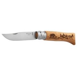 Couteau OPINEL 8 Inox Sanglier Ch&ecirc;ne Opinel n&deg;8 gravure Sanglier