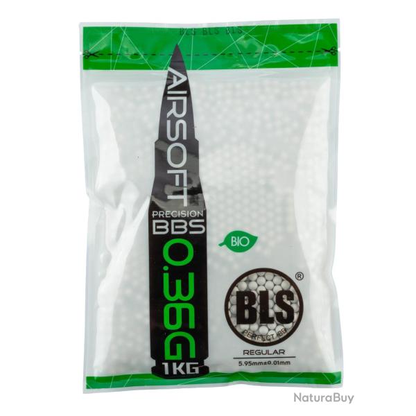 Billes lourdes 0.36g airsoft biod�gradables BLS BIO - Sac de 1 kg CARTON DE 20 SACHETS DE BILLES BLS