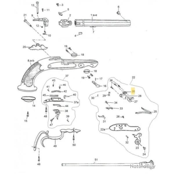 Pi�ces d�tach�es Lepage MONTURE COMPLETE LEPAGE TARGET PERCUSSION - R�f Peder. : 080003424B
