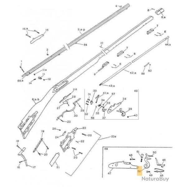 Pi�ces d�tach�es pour fusil Kentucky Pedersoli Bride de noix KENT. BRIDLE - R�f Peder. : 0800002207