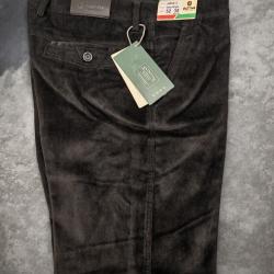 Pantalon Velours gris Coupe droite classique doubl&eacute; polaire extensible