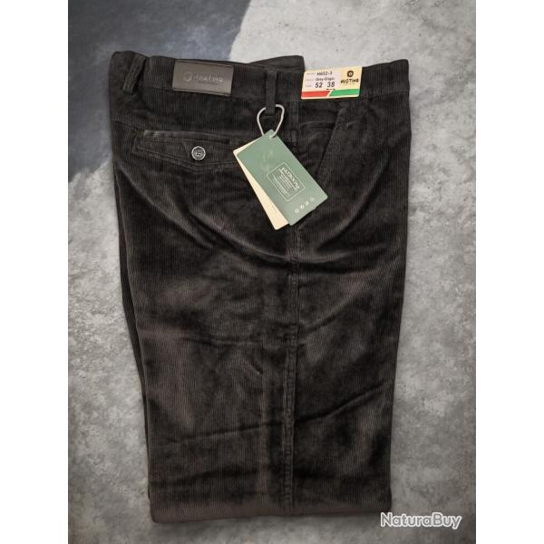 Pantalon Velours gris Coupe droite classique doubl� polaire extensible