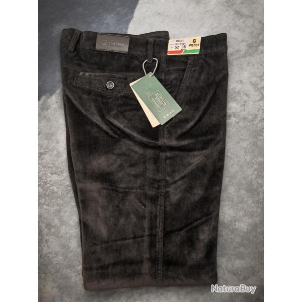 Pantalon Velours gris Coupe droite classique doubl� polaire extensible