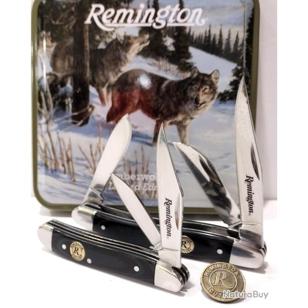 Set de Couteaux Remington White Tails Lames Acier Inoxydable Manches Micarta Boite M�tal Avec Loups