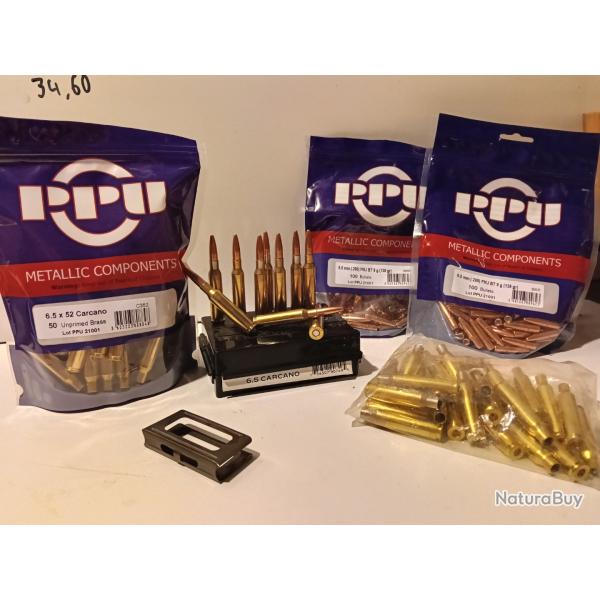 Jeux d'outils carcano 6.5x52  + �tuis et ogives