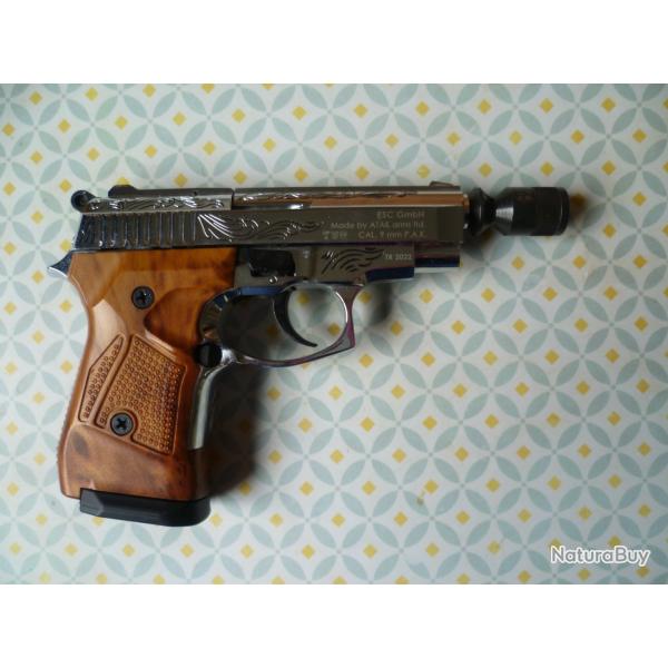 PISTOLET D'ALARME SEMI-AUTOMATIQUE ZORAKI 914, CALIBRE 9 MM, GRAVE, COMME NEUF