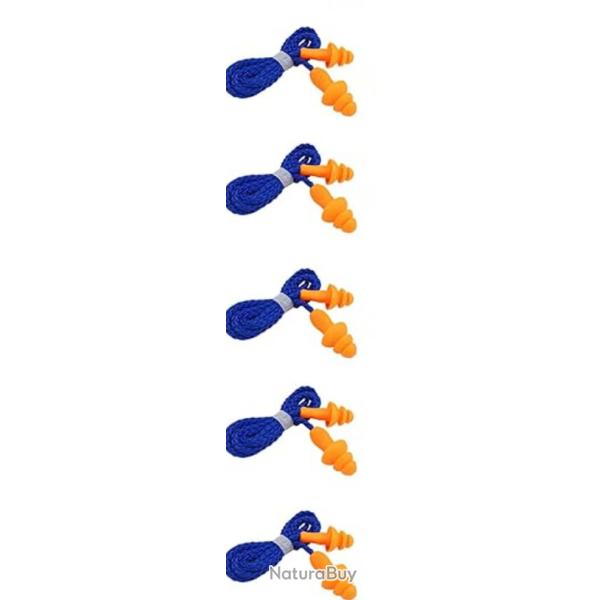 Bouchons d'oreilles anti-bruit - tir sportif et stand (lot de 5 paires)
