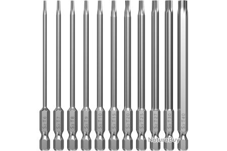 Lot De 11 Embouts Torx Longs 100mm 1/4 - Pour Tournevis, En Acier, Idéal Bricolage