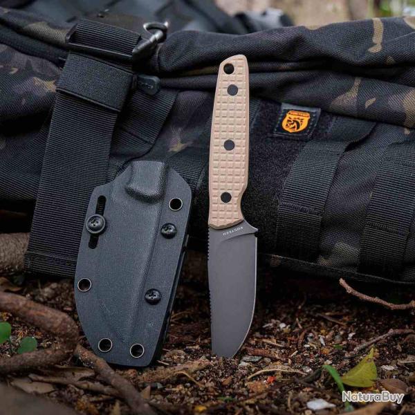 Couteau Vosteed Mink Lame Acier Sandvik 14C28N Manche G10 Sand �tui Kydex VOSD0107