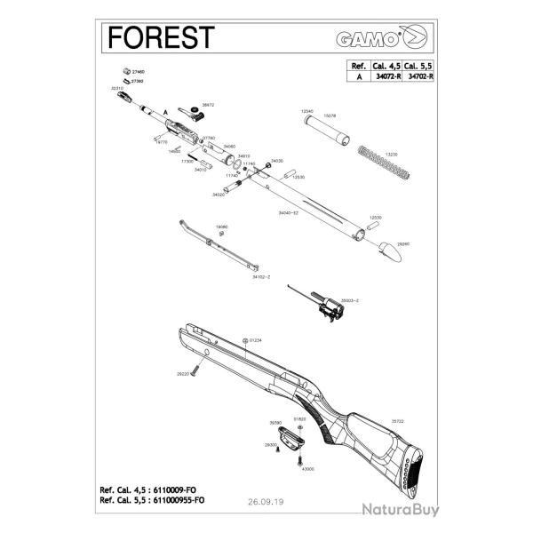 Pi�ces d�tach�es Gamo Forest 39390 - Pontet Plastique Toutes Carabines