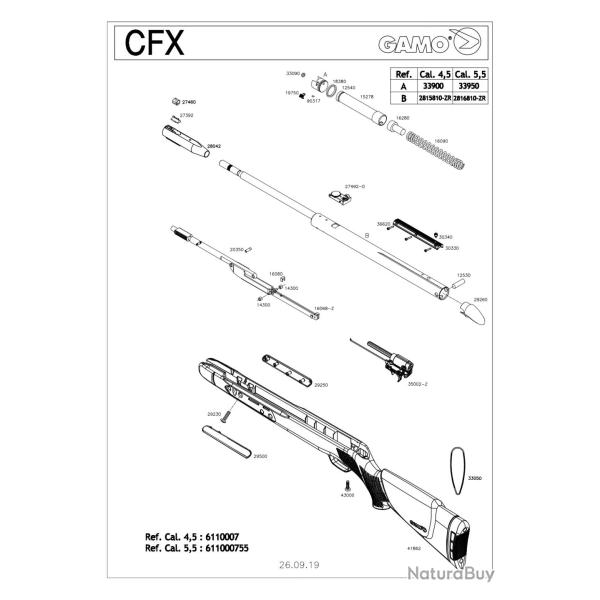 Pi�ces d�tach�es Gamo CFX 4.5 mm 29500 - Gamo Grip Caoutchouc Gauche Crosse Cfx