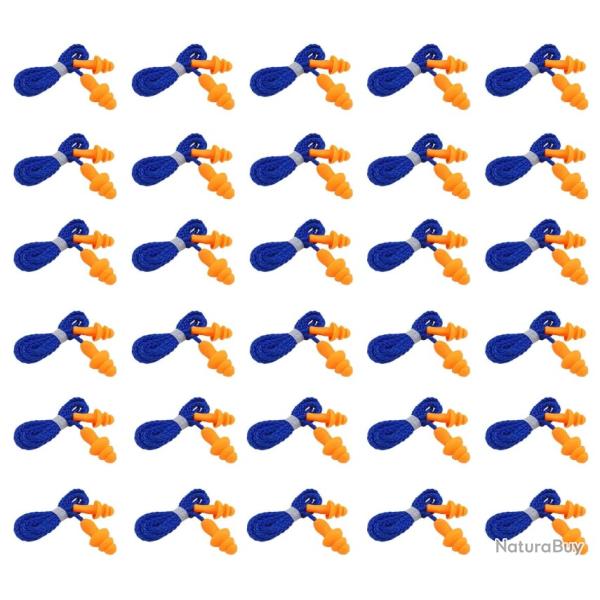 Bouchons d'oreilles anti-bruit - pack 30 paires - stand de tir & chasse
