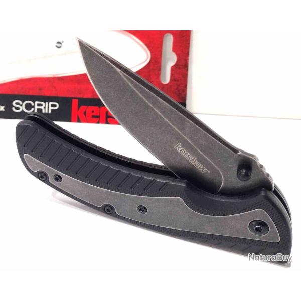 Couteau Kershaw Scrip A/O Lame Acier 8Cr13MoV Manche Black GFN Liner Lock KS1312BWX