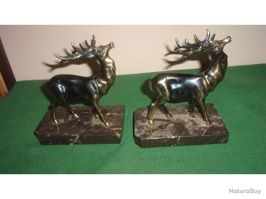 Support Livre En Forme De Tête De Cerf - Set De 2 Pièces - Style Chalet Alpin - Peint à La Main