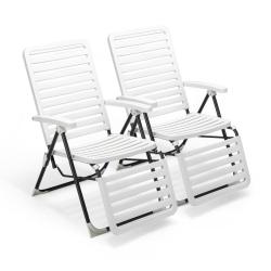 Lot de 2 chaises longues pliables pour ext&eacute;rieur 147 x 62 x 72 cm confort de d&eacute;tente r&eacute;glable en PP