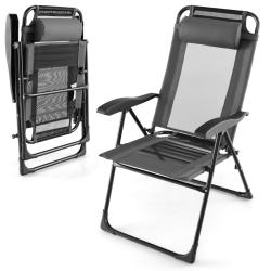 Lot de 2 chaises longues pliantes en m&eacute;tal et tissu oxford 59 x 78 x 102 cm r&eacute;glables 6 positions s