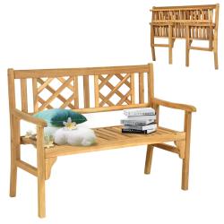 Banc de jardin pliable 120 x 56 x 90 cm 2 places confortable et ergonomique style classique en bois