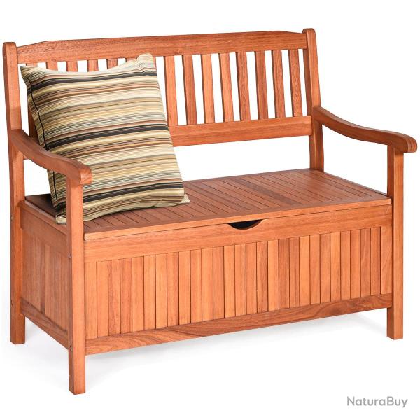 Banc de jardin 107 x 59 x 90 cm assise confortable rangement pratique style classique en bois d'aca