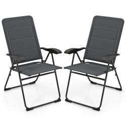 Lot de 2 chaises longues de patio pliables 71 x 53 x 102 cm confortables &agrave; 7 positions moderne en m