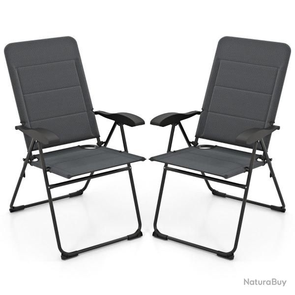 Lot de 2 chaises longues de patio pliables 71 x 53 x 102 cm confortables � 7 positions moderne en m