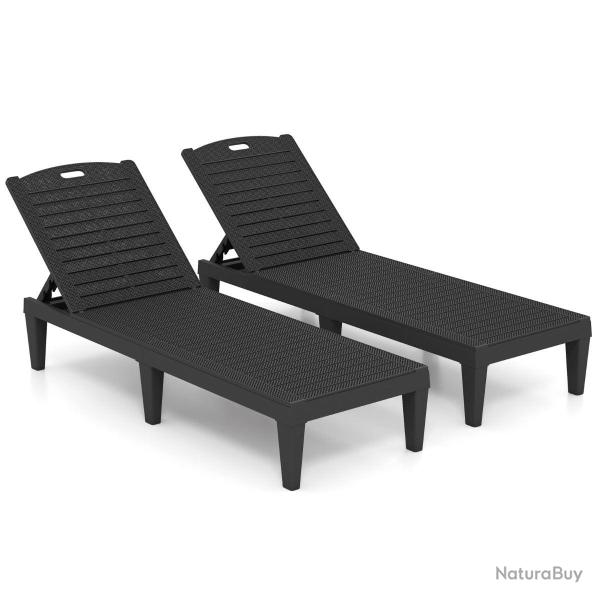 Lot de 2 chaises longues jardin 156,21 x 54,61 x 82,55 cm dossier r�glable confortable design moder